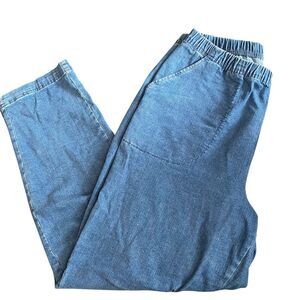 Croft & Barrow Classic Blue Pull On Elastic Waist Jeans Straight Leg Stretch 18W